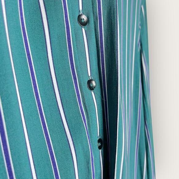 Urban Outfitters Silence + Noise Benji Striped Button-Down Romper Medium Green - Picture 8 of 10